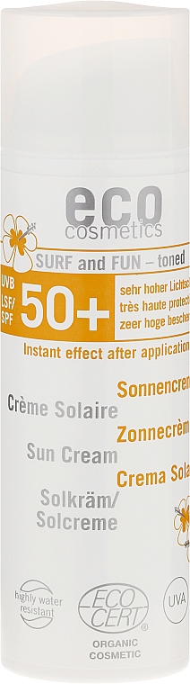 Wasserfeste Sonnenschutzcreme mit Granatapfel und Macadamia für empfindliche Haut 50+ - Eco Cosmetics Surf & Fun Extra Waterproof Sunscreen SPF 50+ — Bild N2