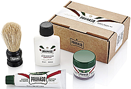 Düfte, Parfümerie und Kosmetik Set - Proraso Shave Travel Kit (Creme 10ml + Rasiercreme 15ml + After Shave Balsam 25ml + Rasierbürste)
