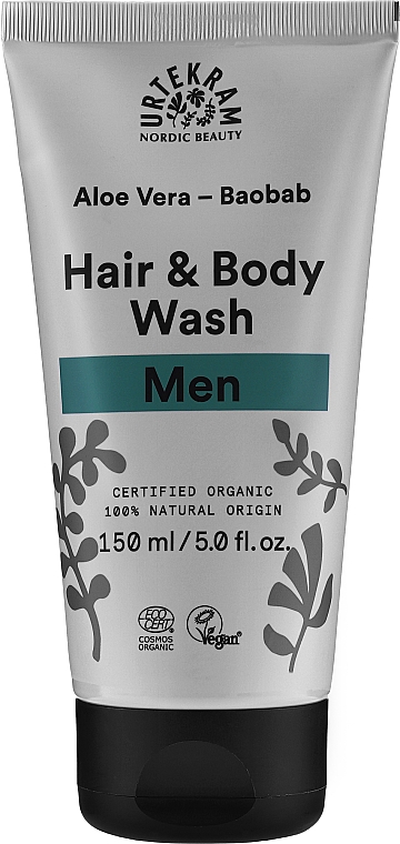 2in1 Duschgel und Shampoo mit Baobab & Aloe Vera - Urtekram Men Aloe Vera Baobab Hair & Body Wash