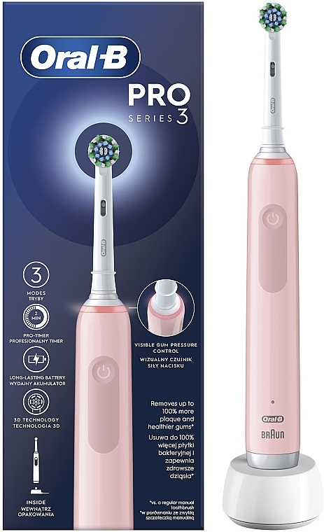 Elektrische Zahnbürste rosa - Oral-B Pro Series 3 Cross Action Electric Toothbrush Pink — Bild N1