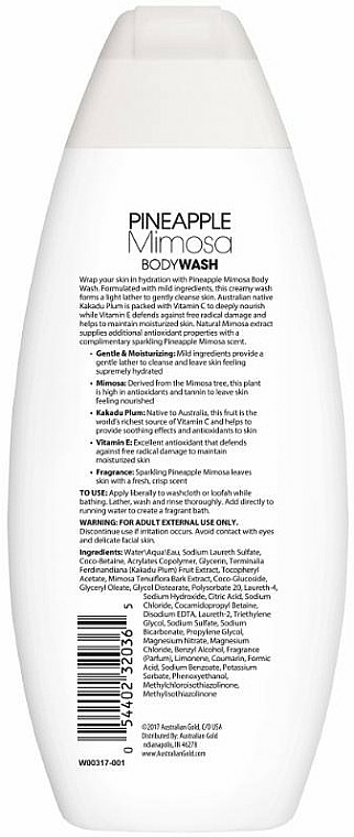 Feuchtigkeitsspendendes Duschgel mit Vitamn E, Kakadupflaume, Ananas- und Mimosenextrakt - Australian Gold Pineapple Mimosa Body Wash — Bild N2