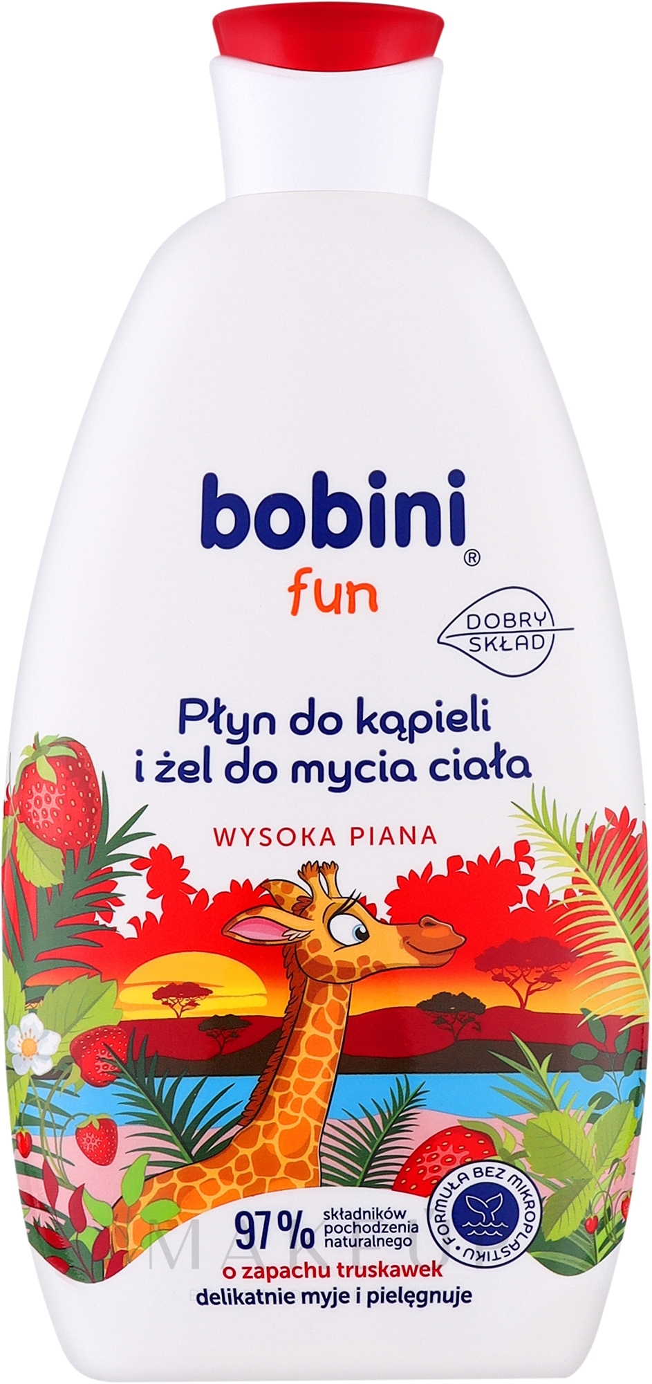 Badegel-Schaum mit Erdbeerduft - Bobini Fun Bubble Bath & Body High Foam Strawberry — Bild 500 ml