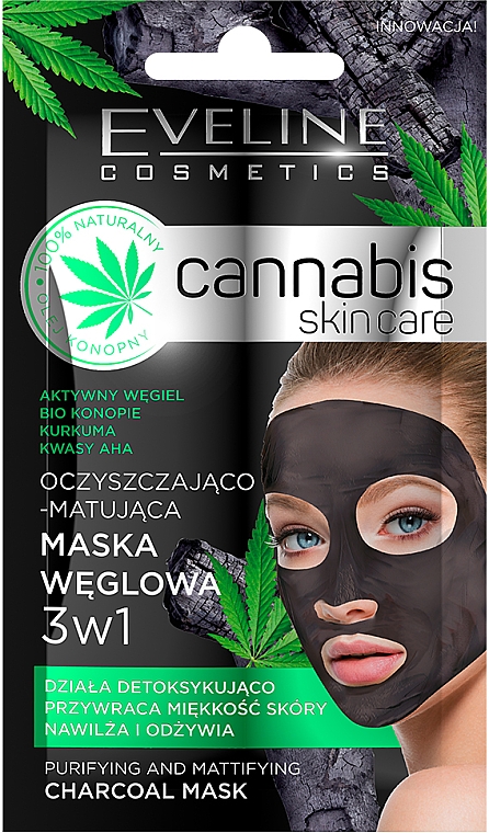 Detox-Gesichtsmaske mit Aktivkohle und Cannabis - Eveline Cosmetics Cannabis Mask