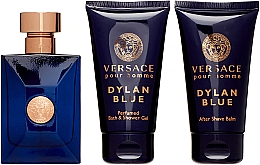 Düfte, Parfümerie und Kosmetik Versace Pour Homme Dylan Blue - Duftset (Eau de Toilette 50ml + After Shave Balsam 50ml + Duschgel 50ml)