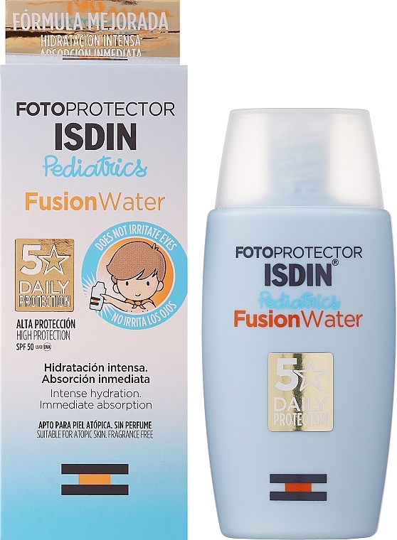 Babyfluid für Körper und Gesicht für atopische Haut SPF50+ - Isdin Fotoprotector Fusion Water Pediatrics SPF50+ — Bild N2