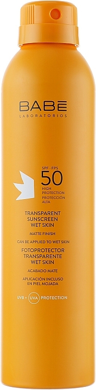 Transparentes und wasserdichtes Sonnenschutzspray SPF 50+ - Babe Laboratorios Fotoprotector Transparente Wet Skin — Bild N1