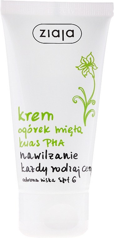 Feuchtigkeitsspendende Tagescreme mit Gurke und Minze - Ziaja Cucumber and Mint Moisturizing Day Cream SPF6 — Bild N1