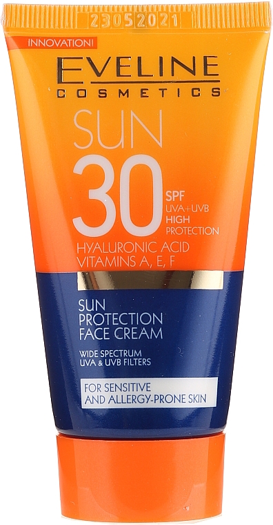 Sonnenschutzcreme für empfindliche und zu Allergien neigenede Gesichtshaut SPF 30 - Eveline Cosmetics Sun Protection Face Cream SPF 30 — Bild N2