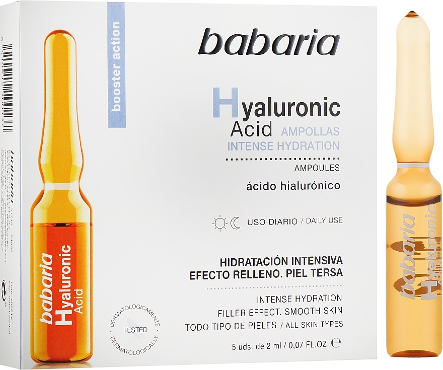 Feuchtigkeitsspendende Gesichtsampullen mit Hyaluronsäure - Babaria Hyaluronic Acid Ampoule — Bild N1