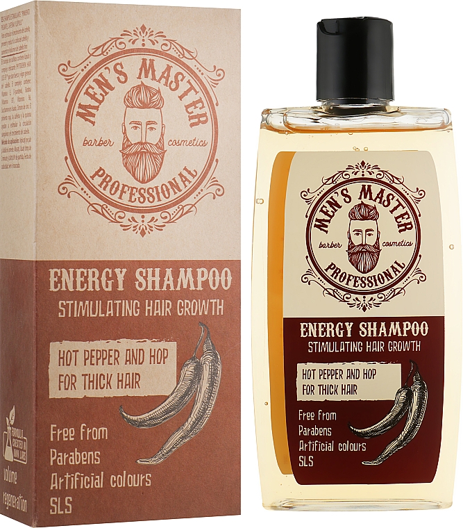 Stimulierendes Shampoo mit rotem Pfeffer, Koffein und Hopfen - Man's Master — Bild N1