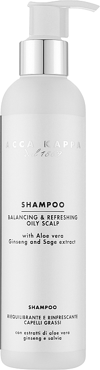 Revitalisierendes Shampoo für fettige Kopfhaut mit Aloe Vera und Ginseng - Acca Kappa Shampoo Oily Scalp — Bild N1