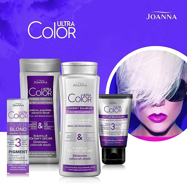 Getönter Haarbalsam Silver, Ash blond shades - Joanna Ultra Color System — Bild N4