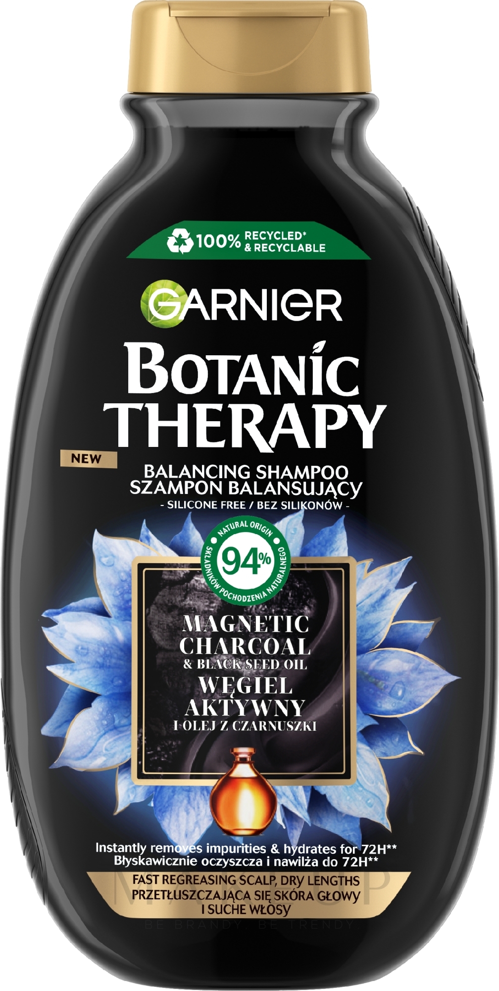 Haarshampoo mit Aktivkohle und Schwarzkümmelöl - Garnier Botanic Therapy Balancing Shampoo — Bild 400 ml