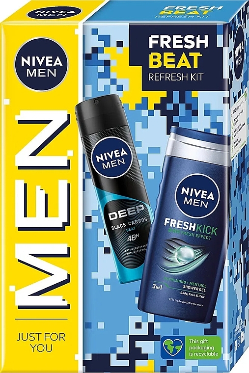 Set - Nivea Men Fresh Beat Body Care Gift Set (sh/gel/250ml + deo/150ml) — Bild N1