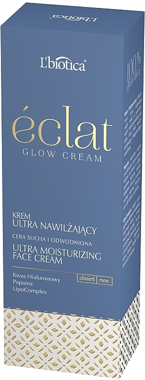 Ultra feuchtigkeitsspendende Gesichtscreme für trockene Haut mit Hyaluronsäure und Papain - L'biotica Eclat Clow Cream — Bild N4