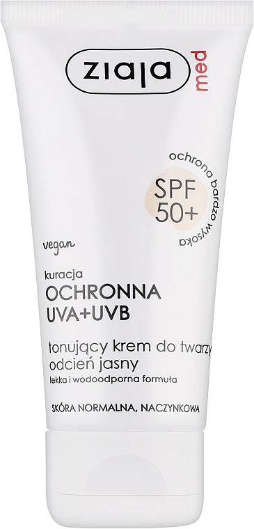 Sonnenschutzcreme für trockene und empfindliche Haut SPF 50+ - Ziaja Med Toning Face Cream Light Shade UVA+UVB — Bild N1