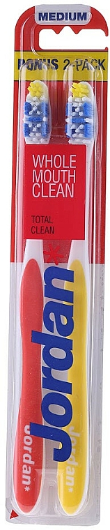 Zahnbürste mittel Total Clean gelb, rot 2 St. - Jordan Total Clean Medium — Bild N1