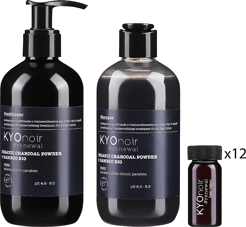 Haarpflegeset - Kyo Noir (Haarshampoo 250ml + Haarspülung 250ml + Haarampullen 12x11ml)  — Bild N3