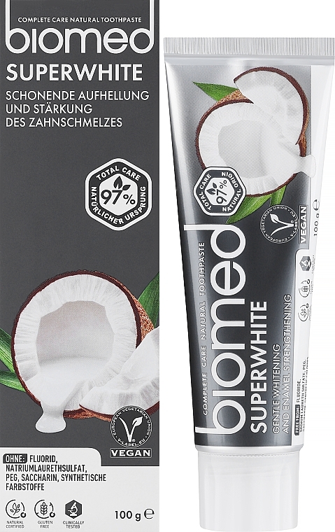 Natürliche und aufhellende Zahnpasta mit Kokosgeschmack für empfindliche Zähne - Biomed Superwhite — Foto N2