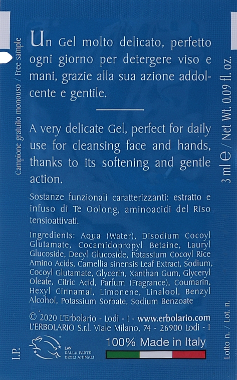  L'Erbolario Tea Leaves Cleansing Gel Face & Hands - Gel für Gesicht und Hände — Bild N2