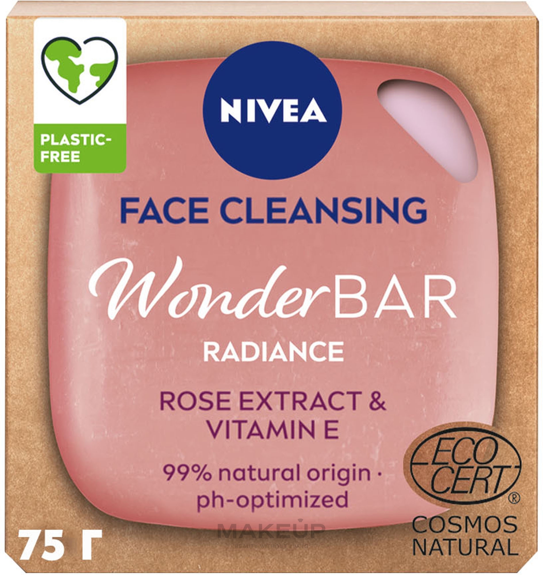 Natürlicher Gesichtsreiniger mit Rosenextrakt und Vitamin E - Nivea WonderBar Radiance Face Cleansing — Bild 75 g