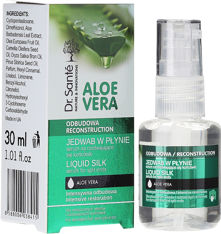 Anti-Spliss Seidenserum mit Aloe Vera-Extrakt - Dr. Sante Aloe Vera Liquid Silk Serum For Split Ends