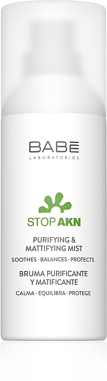 Mattierendes und feuchtigkeitsspendendes Gesichtsspray gegen Hautausschläge - Babe Laboratorios Stop AKN Purifying & Mattifying Mist — Bild N1