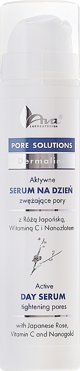 Aufbauendes Gesichtsserum zur Porenverkleinerung mit japanischer Rose, Nanogold, Vitaminen B3 und C - Ava Laboratorium Pore Solutions Serum — Bild N2