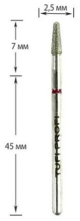 Diamant-Nagelfräser Kegel halbkugelförmiges Ende 197 025R 2,5 mm rot - Tufi Profi Premium — Bild N2