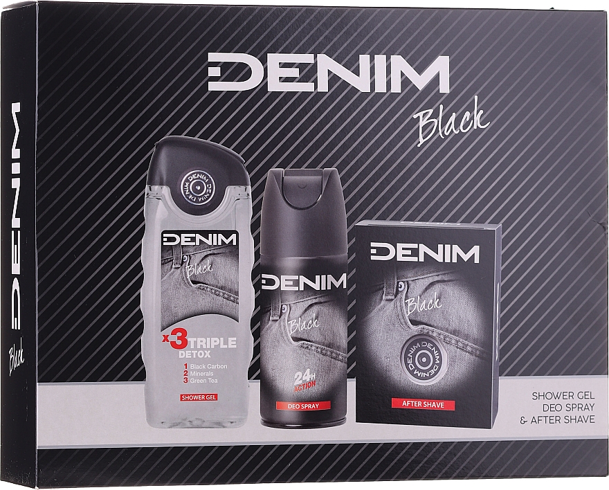 Denim Black - Kosmetikset (After Shave Lotion 100ml + Deospray 150ml + Duschgel 250ml)