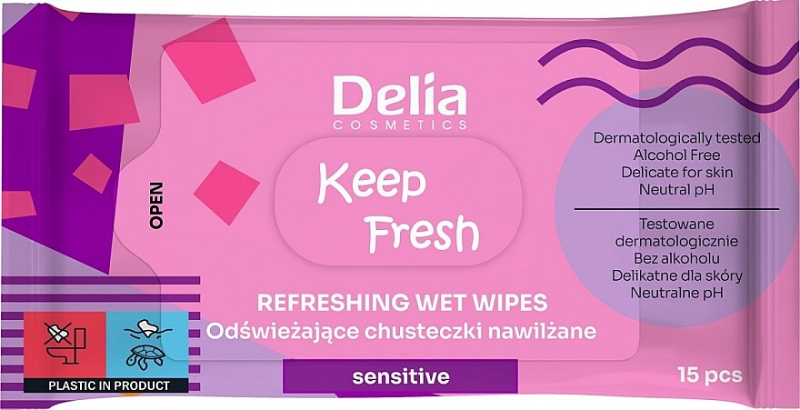 Feuchttücher für empfindliche Haut 15 St. - Delia Keep Fresh Refreshing Wet Wipes Sensitive — Bild N1
