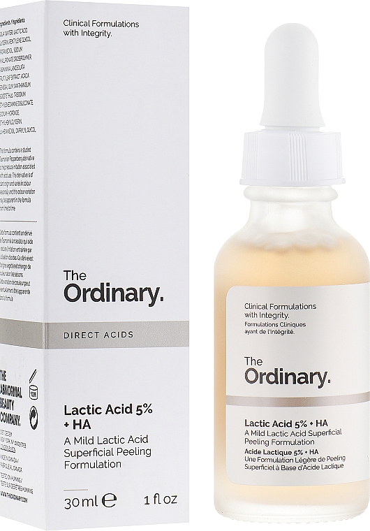 Peeling-Serum für das Gesicht mit Hyaluron- und Milchsäure - The Ordinary Lactic Acid 5% + HA 2% — Bild N1