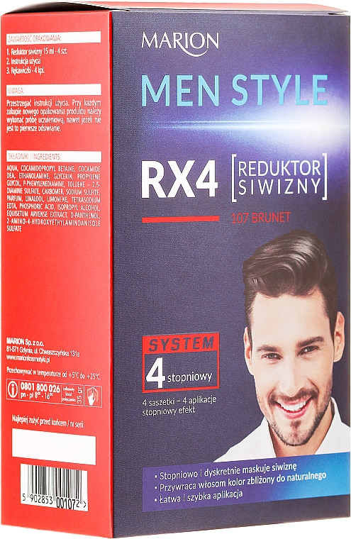 4 stufige Haarfarbe für Männer - Marion Men Style 4 Steps Grey Hair Reducer — Bild N1