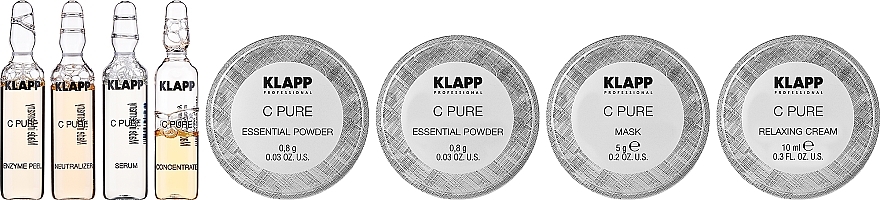 Set - Klapp C Pure Face Infusion Treatment (peel/5ml + powder/0.8g + neutr/5ml + mask/5g + serum/5ml + gel/3ml + cr/10ml) — Bild N2