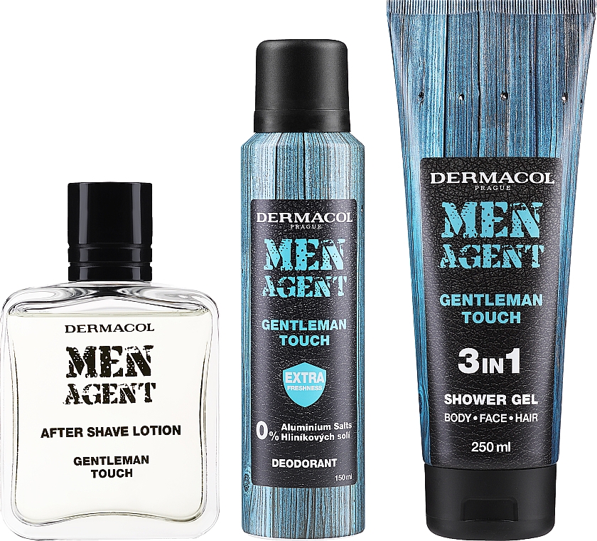 Männerset - Dermacol Men Agent Gentleman Touch I (After Shave Lotion/100ml + Duschgel/250ml + Deodorant/150ml + Kosmetiktasche) — Bild N2