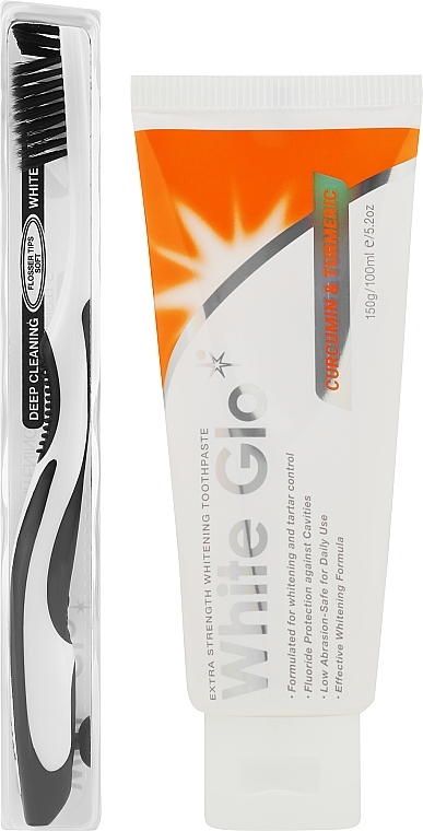 Zahnpflegeset - White Glo Curcumin & Turmeric Whitening (toothpaste/150g + toothbrush) — Bild N2