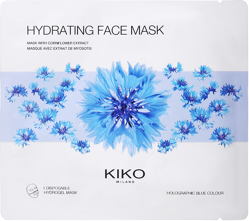 Feuchtigkeitsspendende Hydrogel-Gesichtsmaske mit Kornblumenextrakt - Kiko Milano Hydrating Hydrogel Face Mask — Bild N1