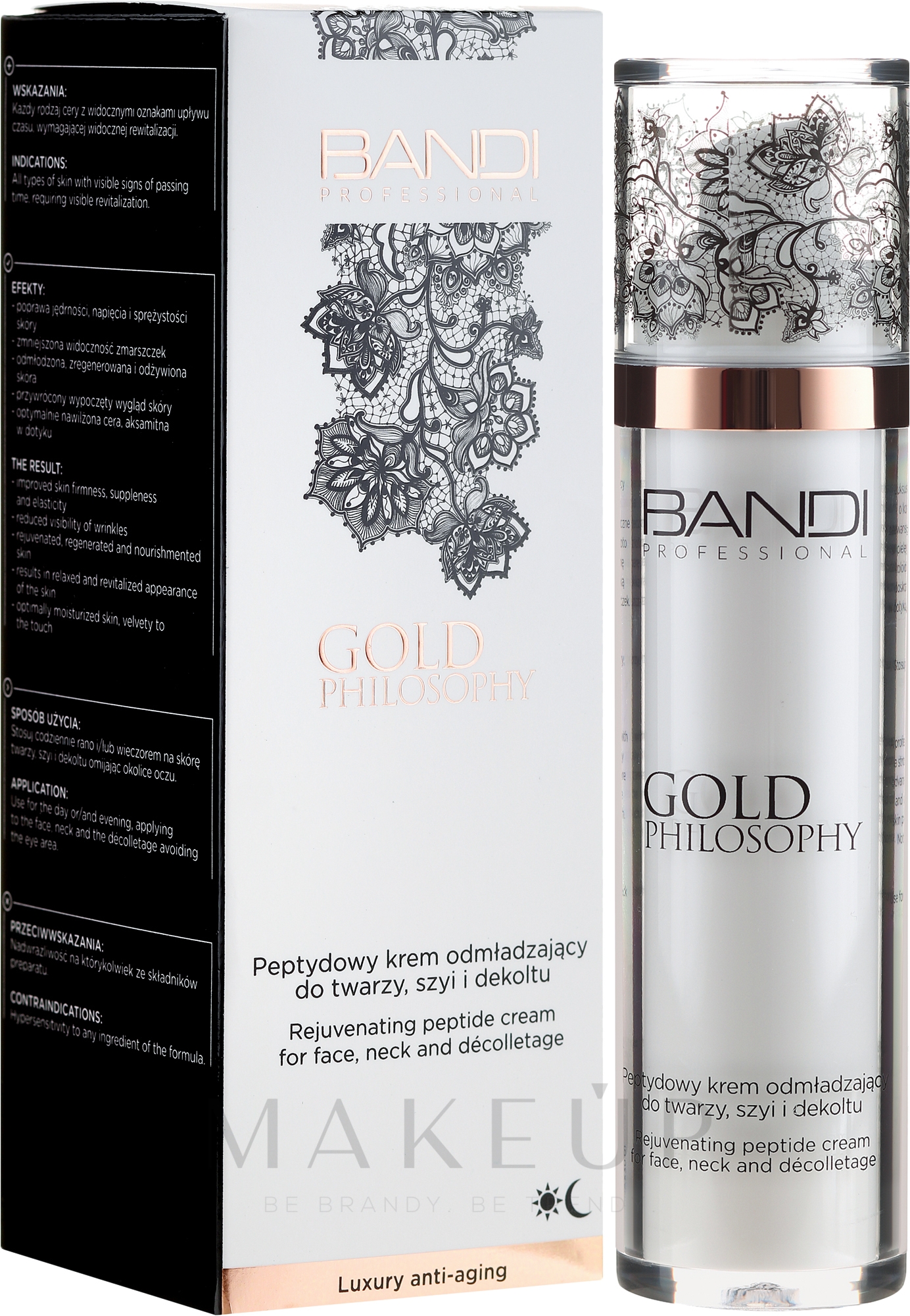 Verjüngende Creme mit Peptiden für Gesicht, Hals und Dekolleté - Bandi Professional Gold Philosophy Rejuvenating Peptide Cream — Bild 50 ml