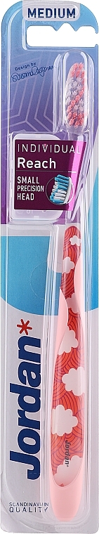Zahnbürste mittel mit Schutzkappe rosa mit Wolken - Jordan Individual Reach Toothbrush — Bild N1