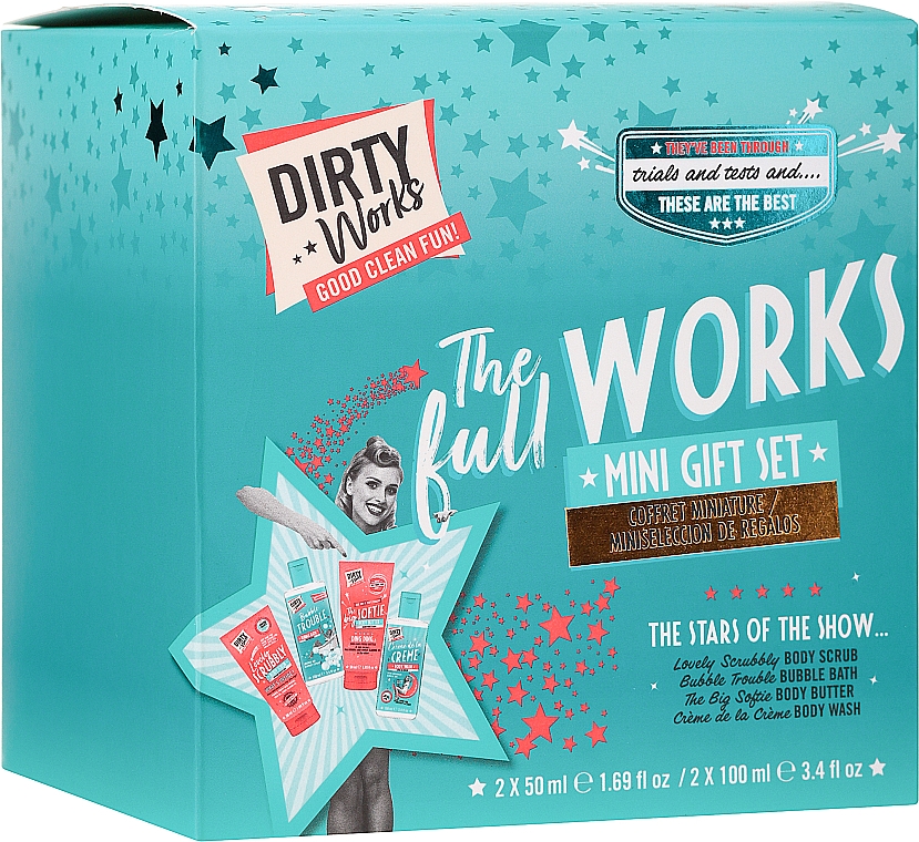 Set - Dirty Works The Full Works Mini Gift Set (bath/foam/100ml + sh/gel/100ml + scr/50ml + b/lot/50ml) — Bild N1