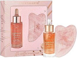 Düfte, Parfümerie und Kosmetik Gesichtspflegeset - Crystallove Rose Quartz Crystalized Set (Gesichtsserum 30ml + Massageplatte)