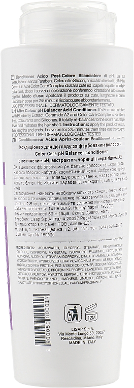 Conditioner für coloriertes Haar mit Heidelbeerextrakt - Lisap Top Care Repair Color Care pH Balancer Conditioner — Bild N2
