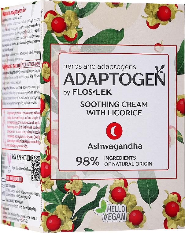 Beruhigende Anti-Aging Nachtcreme für Gesicht, Hals und Dekolleté mit Lakritze und Ashwagandha - Floslek Adaptogen Soothing Night Cream With Licorice — Bild N1