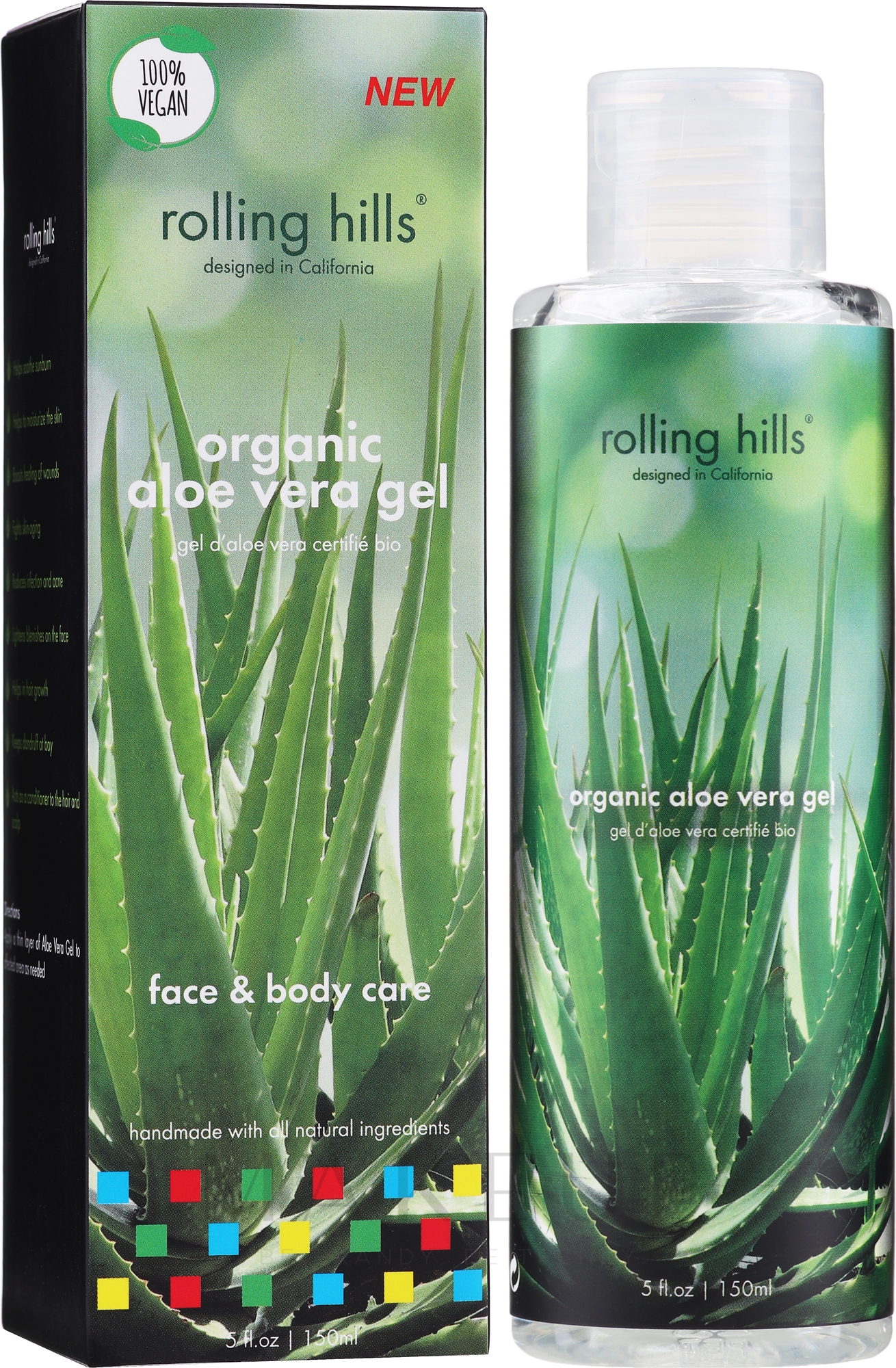 Feuchtigkeitsgel für Gesicht und Körper mit Aloe Vera - Rolling Hills Organic Aloe Vera Gel — Bild 150 ml