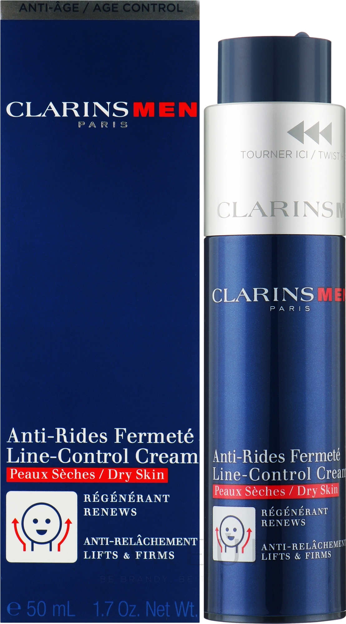Regenerierende Anti-Aging Gesichtscreme für trockene Haut - Clarins Men Line-Control Cream For Dry Skin — Bild 50 ml