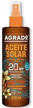 Bräunungsbeschleuniger für den Körper SPF 20 - Agrado Aceite Solar SPF20 — Bild N1