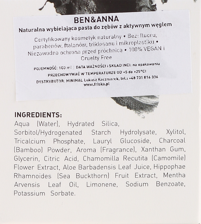 Natürliche schwarze Zahnpasta - Ben & Anna Natural Black Toothpaste — Bild N3