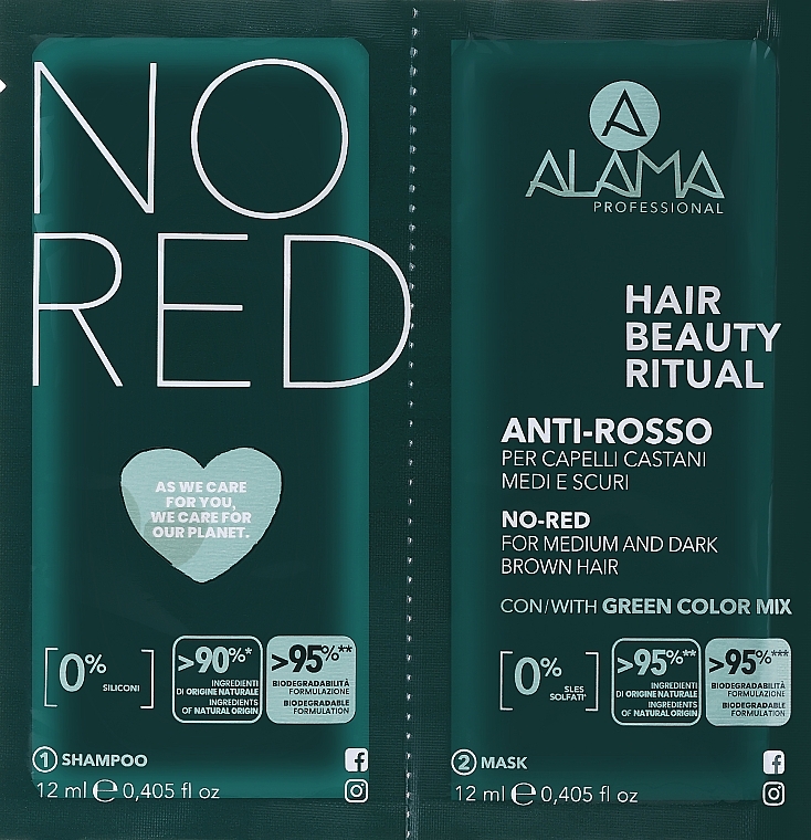 Set - Alama No-Red Hair Beauty Ritual (shm/12ml + h/mask/12ml) — Bild N1