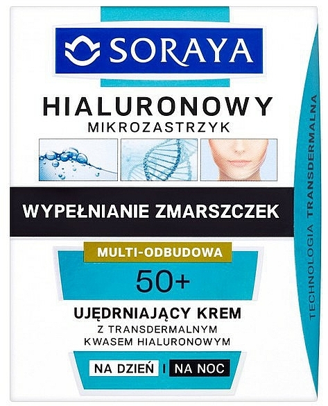 Regenerierende Tages- und Nachtcreme 50+ mit transdermaler Hyaluronsäure - Soraya Hialuronowy Mikrozastrzyk Firming Cream 50+ — Bild N1