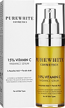 Gesichtsserum mit 15% Vitamin C, Ferulsäure und Ascorbinsäure für strahlende und gesund aussehende Haut - Pure White Cosmetics 15% Vitamin C Radiance Serum — Bild N2